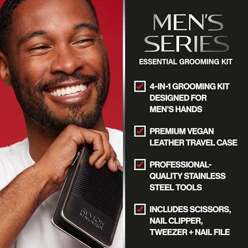 Buy now Revlon Men's Grooming Kit, 5-Piece Travel Essentials Set, Includes Nail Clippers, Scissors, File, Tweezers and Carrying Case, Stainless Steel, 1 count at indiglob india