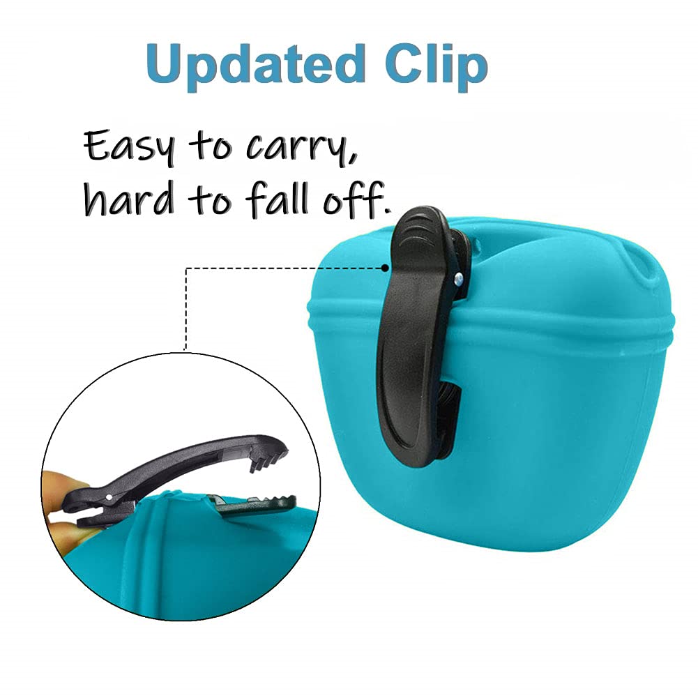 RoyalCare Silicone Dog Treat Pouch-Small Training Bag-Portable Dog Treat Bag for Leash with Magnetic Closure and Waist Clip airtight sealed - 2pieces [US Design Patent]