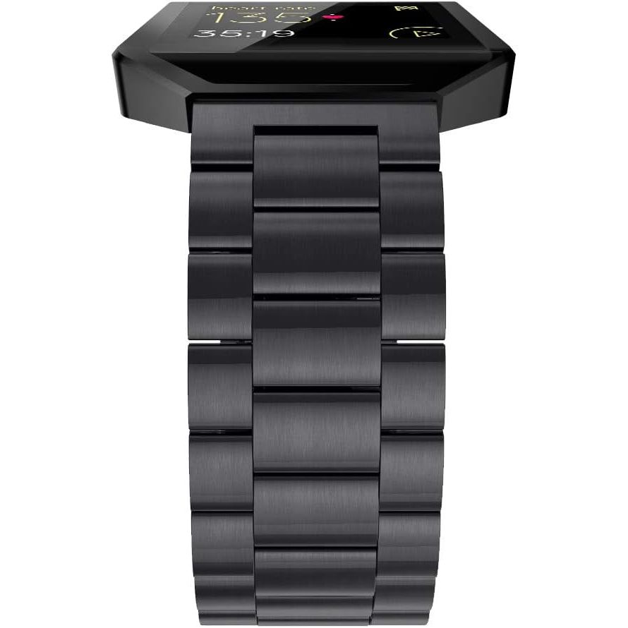 Buy now Simpeak Women Men Stainless Steel Metal Band Strap with Stailess Steel Frame Compatible with Fitbit Blaze, Match Link Removal Tool, Black at indiglob india