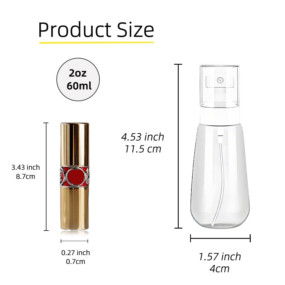 3 Pack Mini Spray Bottles 2oz / 60ml, Fine Mist Water Spray Bottle Leak Proof, Refillable Travel Bottles for Toner, Cosmetics & Hair Care