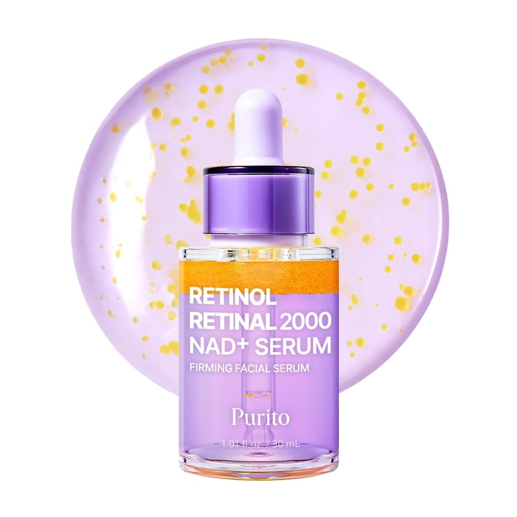 PURITO Retinol + Retinal Serum for Sensitive Skin, 1.01 fl.oz | Anti-Aging Facial Serum, Wrinkles & Fine Lines, Dual Retinoids with NAD+, Elasticity & Skin Texture, Korean Skincare
