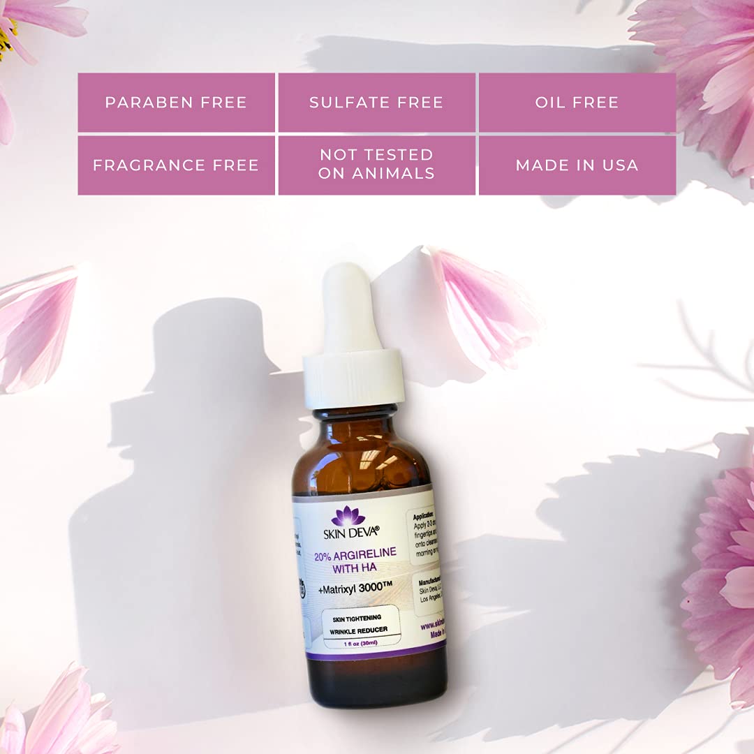 Buy now SKIN DEVA 20% Argireline Serum with Matrixyl 3000 Pure Hyaluronic Acid Serum For Face Deep Wrinkle Reducer Anti Aging Tones Skin and Stimulates Collagen Peptides Serum For Face at indiglob india