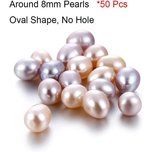 Buy now 50Pcs Freshwater Cultured Pearl, Natural Oval Oyster Pearls Beads, Necklace Bracelet Earring Jewelry Making Supplies, Fun Gift for Women, Pearl Party, No Hole (Around 8mm) at indiglob india