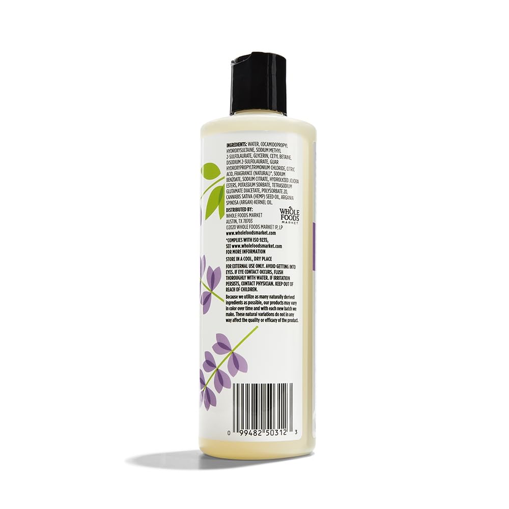 365 by Whole Foods Market, Moisture & Shine Shampoo with Hemp Seed & Argan Oil, Lavender Scent, 16 Fl Oz