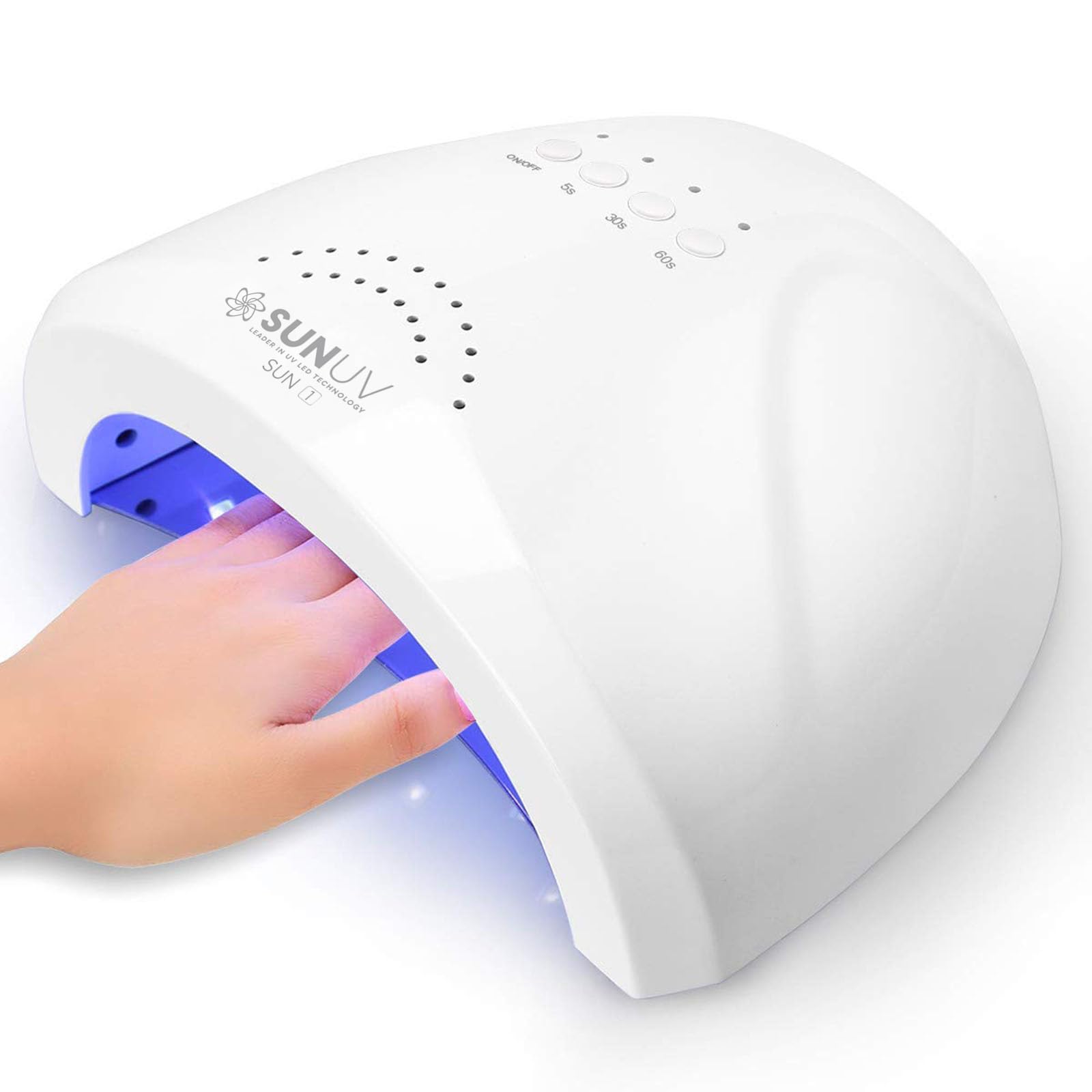 SUNUV UV LED Nail Lamp, Gel Light for Nail Polish UV Dryer SUNONE White | Professional Fast Curing Lamp for All Gel Polishes, 3 Timers, Auto Sensor, Removable Base, Home DIY Salon Tool, Ideal Gift