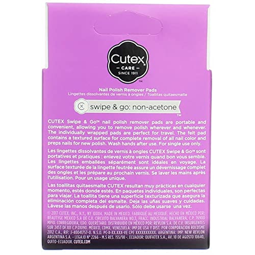 Buy now Cutex Care Swipe & Go Non-Acetone Nail Polish Remover Pads 10ct at indiglob india