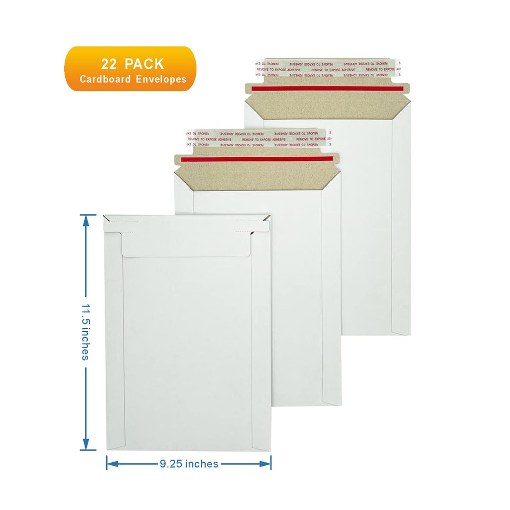 22Pack White Rigid Mailers 9.25x11. 5 Inches - Can Keep Flat Cardboard Mailer, Suitable for Protecting Shipping Gift Cards, Invitations, Photos, Documents (22pcs white 9.25 * 11.5)