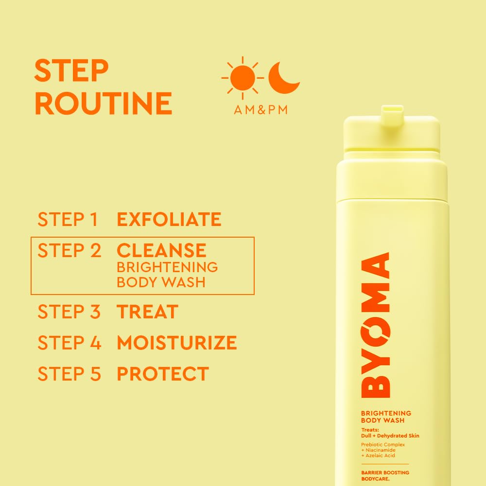 BYOMA Brightening Body Wash | Creamy Formula, Niacinamide & Azelaic Acid, Brightens & Evens Tone, Skin Barrier Repair, For Dull, Dehydrated Skin