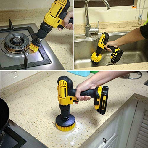 Buy now YIHATA 4 Pack Drill Brush Attachments Set,All Purpose Multi-Purpose Power Scrubber Cleaning Brush with Extended Long Attachment Kit, for Car,Grout,Floor,Tub,Shower,Tile,Bathroom and Kitchen Surface at indiglob india
