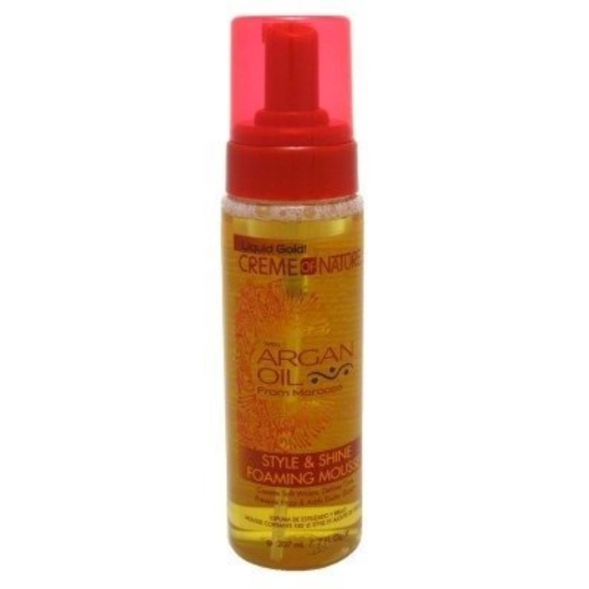 Creme of Nature Style & Shine Foaming Mousse, Defines Curls & Controls Frizz, Moisturizes Hair while Adding Shine with Argan Oil from Morocco, 7 fl oz