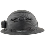Buy now Klein Tools 60347 Hard Hat, Vented Full Brim, Class C, Premium KARBN Pattern, Rechargeable Lamp, Padded Sweat-Wicking Sweatband, Top Pad at indiglob india