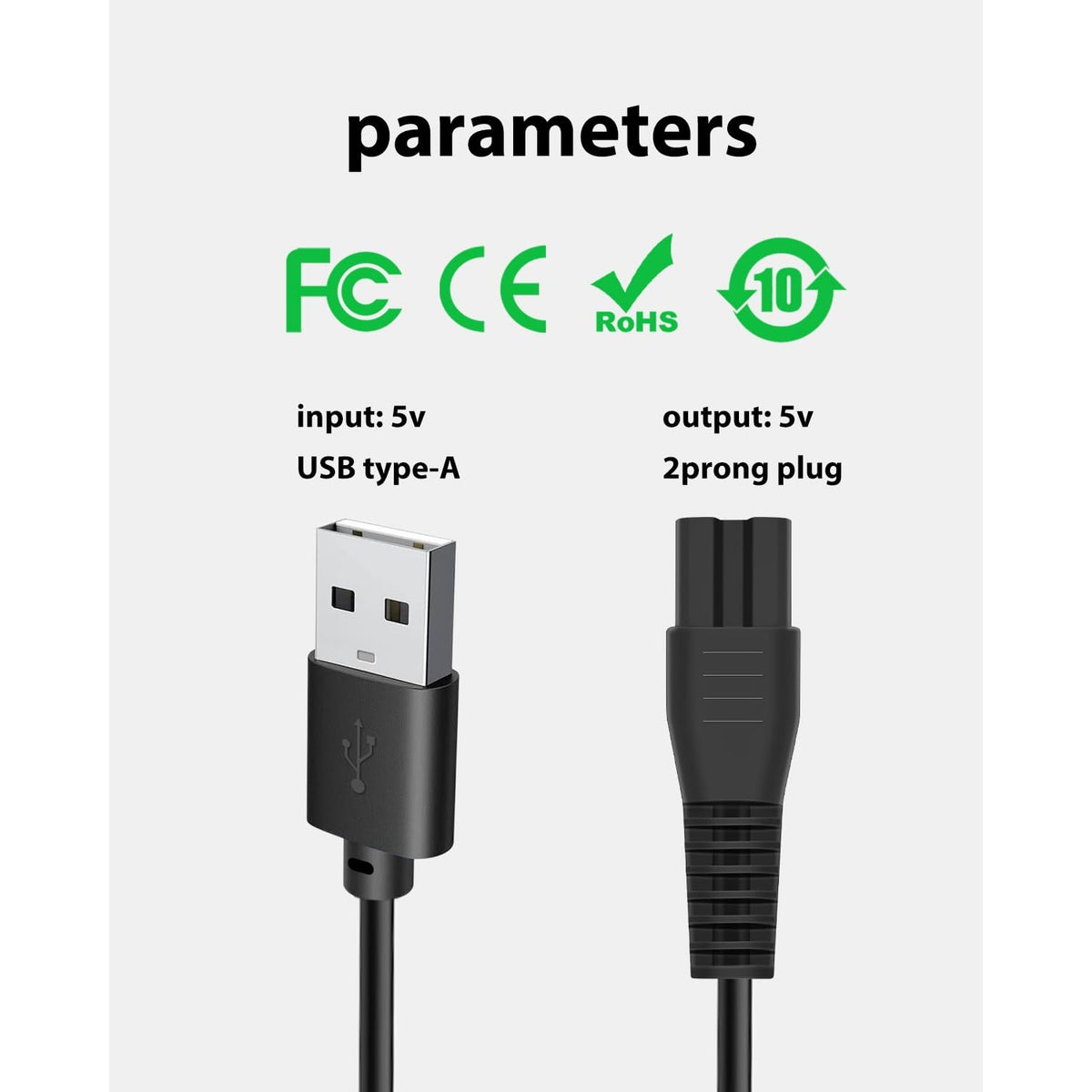 5V USB Charger Cable for Freebird Head Shaver Kit, wotdmu Charger Cable Compatible with FlexSeries Electric Head Hair Shaver for Freedom Grooming Charging, with 1 Cleaning Brush, 3.3ft Power Cord