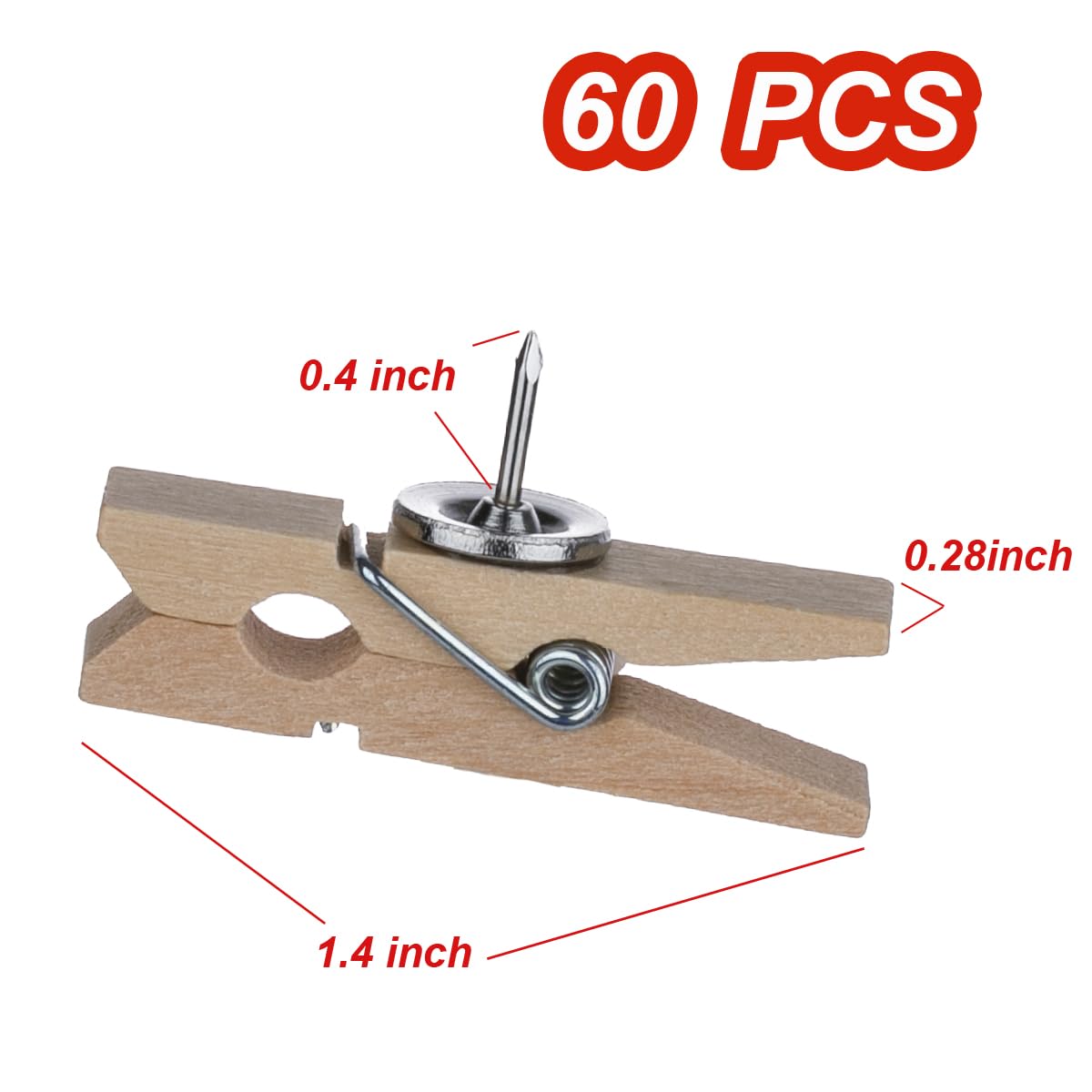 DOSEWART 60 Pcs Push Pin Clips for Cork Board Wooden Paper Clips