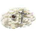 Buy now Nazareth Store Natural Pearl Rosary Beads Catholic Necklace Jerusalem Holy Soil Meda and Silverl Cross Default at indiglob india