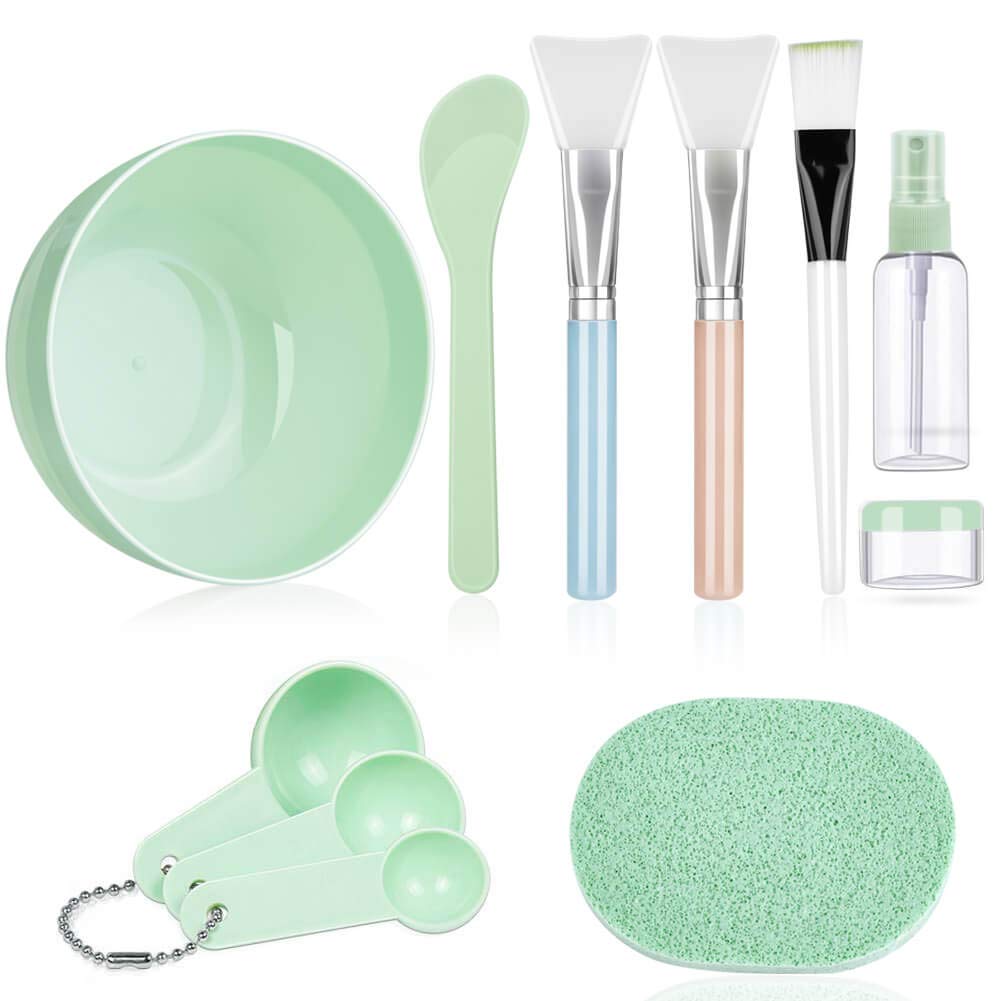 Buy now Face Mask Mixing Bowl Set, Anezus 11 Pcs DIY Facemask Mixing Tool Kit with Facial Mask Bowl Stick Spatula Silicone Brush Spray Bottle Puff Soaking Bottle Gauges at indiglob india