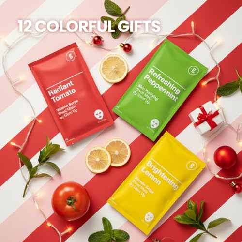 Buy now GLAM UP Korean Facial Sheet Mask 12 Combo Pack | Hydrating & Moisturizing Face Mask for Glass Skin | Soothing Korean Skincare for Sensitive, Dry Skin | Bulk Face Masks Gift Set for Home Spa at indiglob india