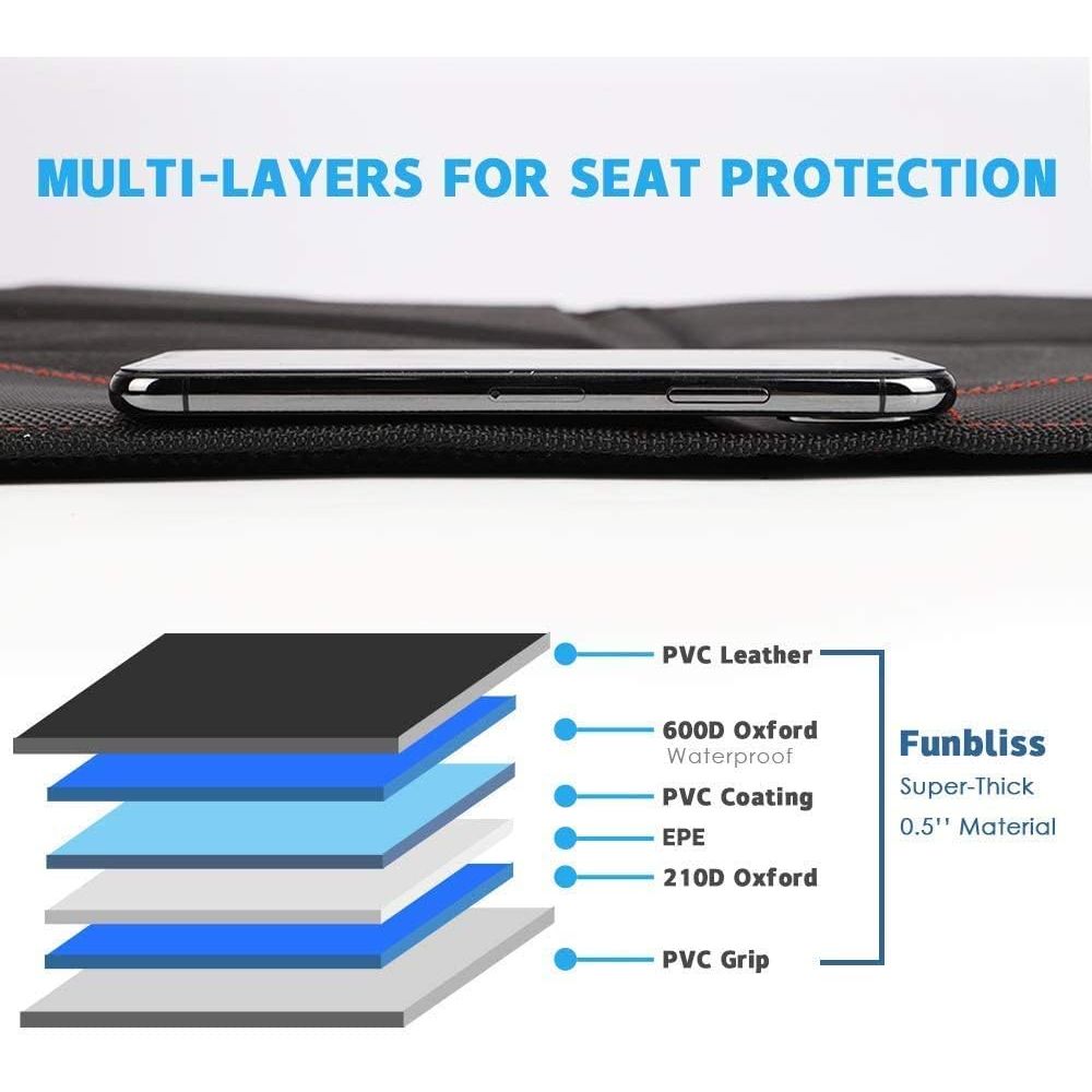 Buy now funbliss Car Seat Protector for Child Car Seat,Auto Seat Cover Mat for Under Carseat with Thickest Padding to Protect Leather & Fabric Upholstery,PVC Leather Reinforced Corners at indiglob india