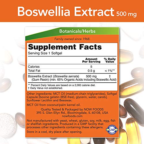 Buy now NOW Foods Boswellia Extract 500 mg Softgels, 90 Count x 2 at indiglob india