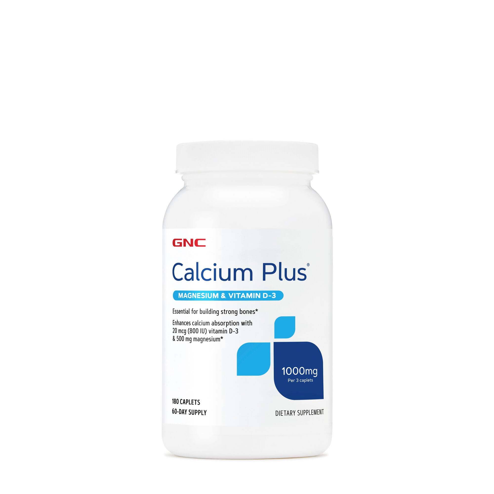 Buy now GNC Calcium Plus Magnesium & Vitamin D-3 1000mg, Essential for Building Strong Bones, 180 Count at indiglob india