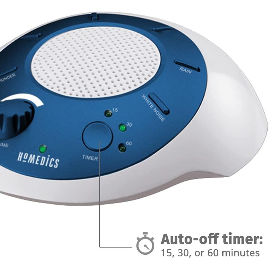 Buy now Homedics SoundSleep White Noise Sound Machine, Blue, Small Travel Sound Machine with 6 Relaxing Nature Sounds, Portable Sound Therapy for Home, Office, Nursery, Auto-Off Timer, By Homedics at indiglob india