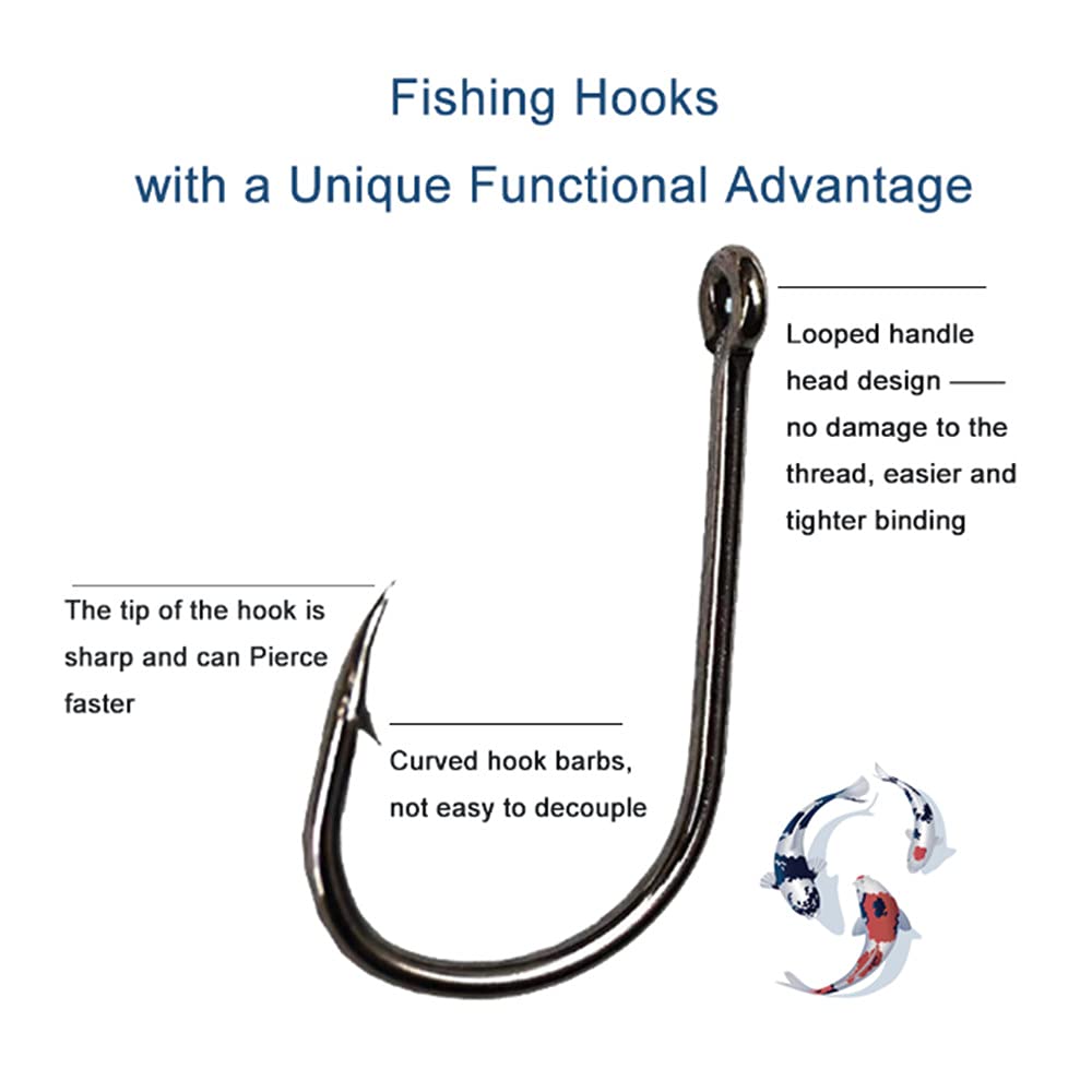 300PCS Small High-Carbon Steel Barbed Fishing Hooks,Hole,10 Sizes