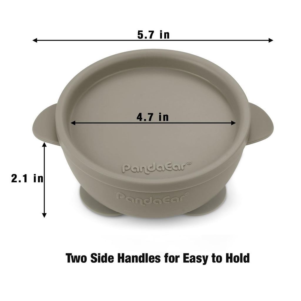 PandaEar 3 Pack Baby Suction Bowls with Lids – Stay Put Silicone Toddler Bowls for Self-Feeding & Travel, 100% Food Grade BPA-Free, Leakproof Feeding Set (Muted Earth Tones)