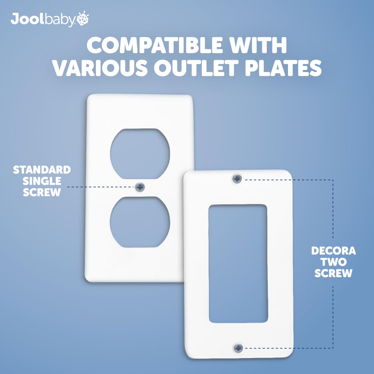 Jool Baby Outlet Cover Box for Child Safety (2 Pack) Duplex & Decorator Electrical Outlet Plates, Concealed Access Buttons, and Spacious Compartment