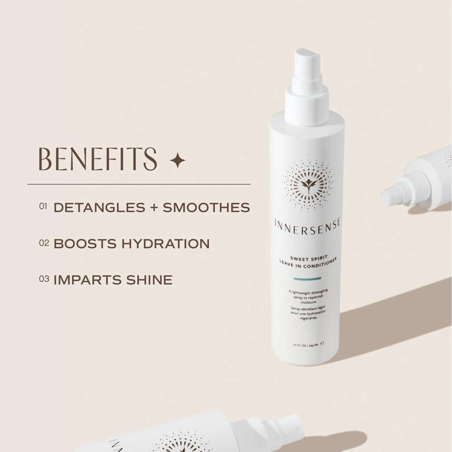INNERSENSE Organic Beauty - Sweet Spirit Leave-In Conditioner (2oz, 2-Pack) | Lightweight Leave-In Conditioner | Detangles, Softens + Fights Frizz for All Hair Types | Non-Toxic, Clean Haircare