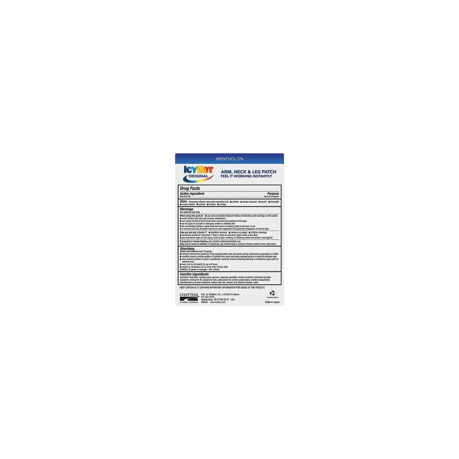 Buy now Icy Hot Original Small Pain Relief Patches (5 Count) Powerful Targeted Relief for Arm, Neck & Leg at indiglob india