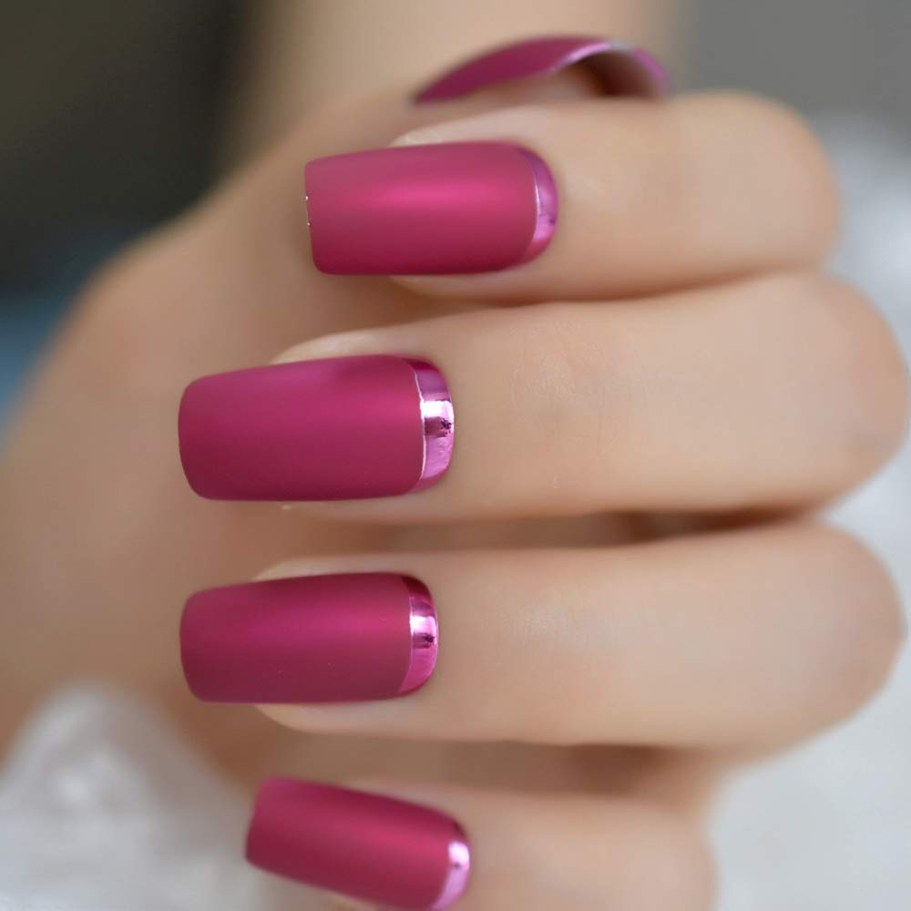 Buy now EchiQ Pearl Shine Glossy Fake Nails Shimmer White Square French Nail Ombre Faux Ongles Gradient Medium Fingernails with Gluetabs L5231-1 at indiglob india