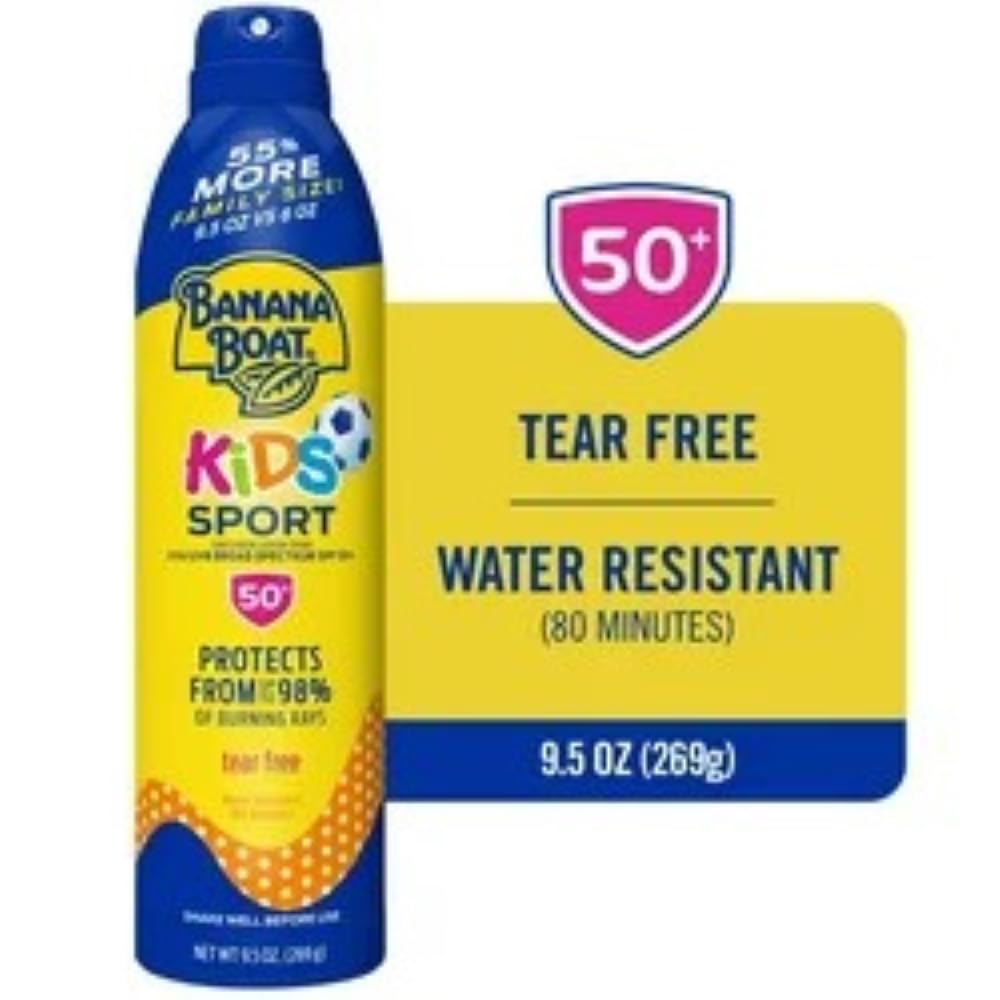 Buy now Banana Boat Kids Sport Sunscreen Spray SPF 50, 9.5oz, Childrens Sunscreen, Spray On Sunscreen SPF 50, Family Size Sunscreen, 9.5oz at indiglob india