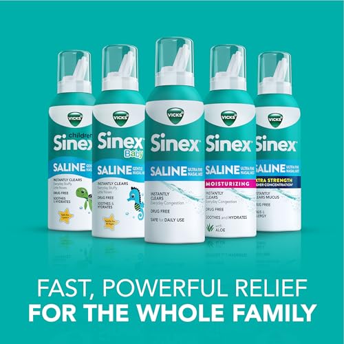 Buy now Vicks Sinex SALINE Nasal Spray, Drug Free Ultra Fine Mist, Clear Everyday Sinus Congestion Fast, Clear Mucus from a Cold or Allergy, Daily Use 5.0 fl oz x 2 at indiglob india