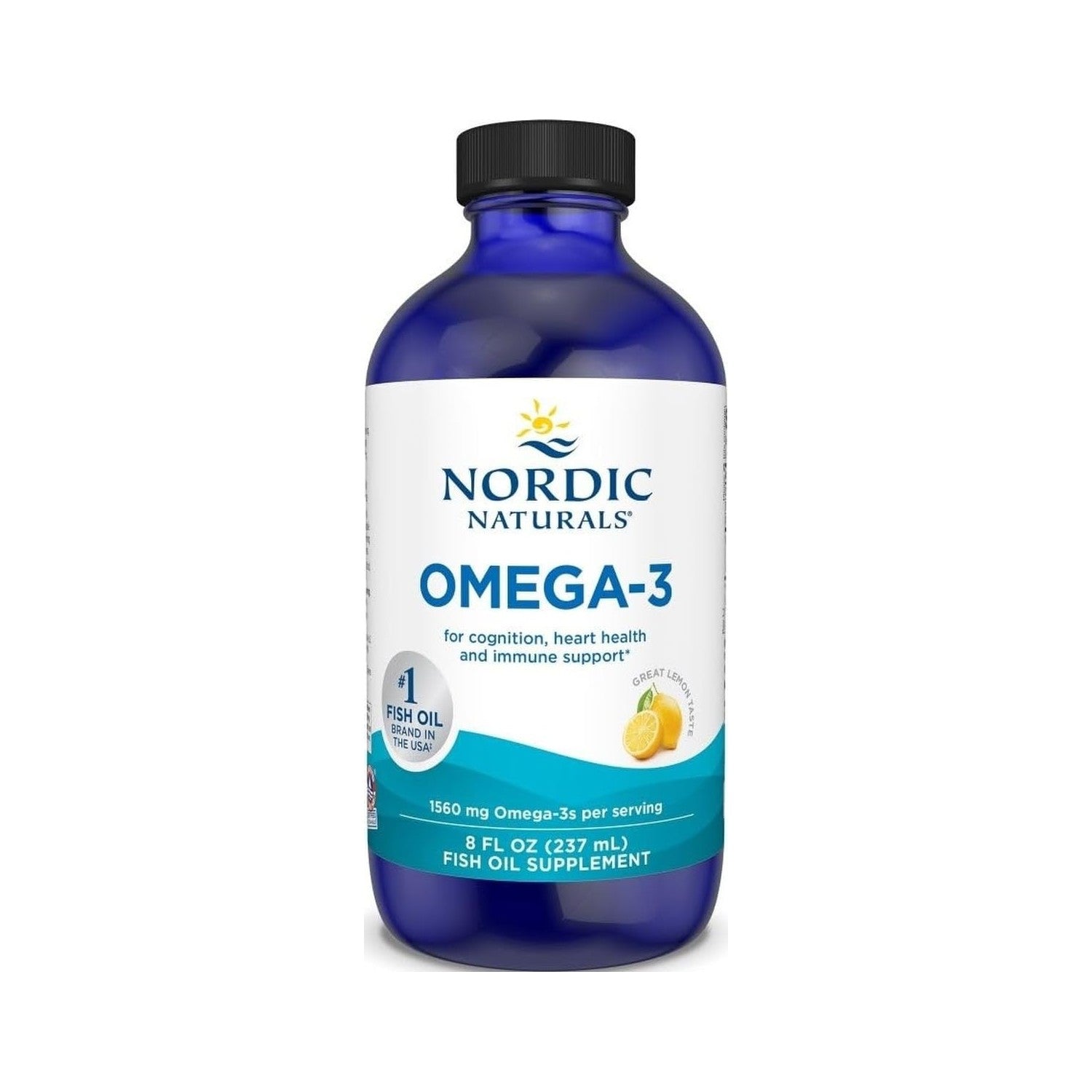 Nordic Naturals Omega-3, Lemon Flavor - 8 oz - 1560 mg Omega-3 - Fish Oil - EPA & DHA - Immune Support, Brain & Heart Health, Optimal Wellness - Non-GMO - 48 Servings
