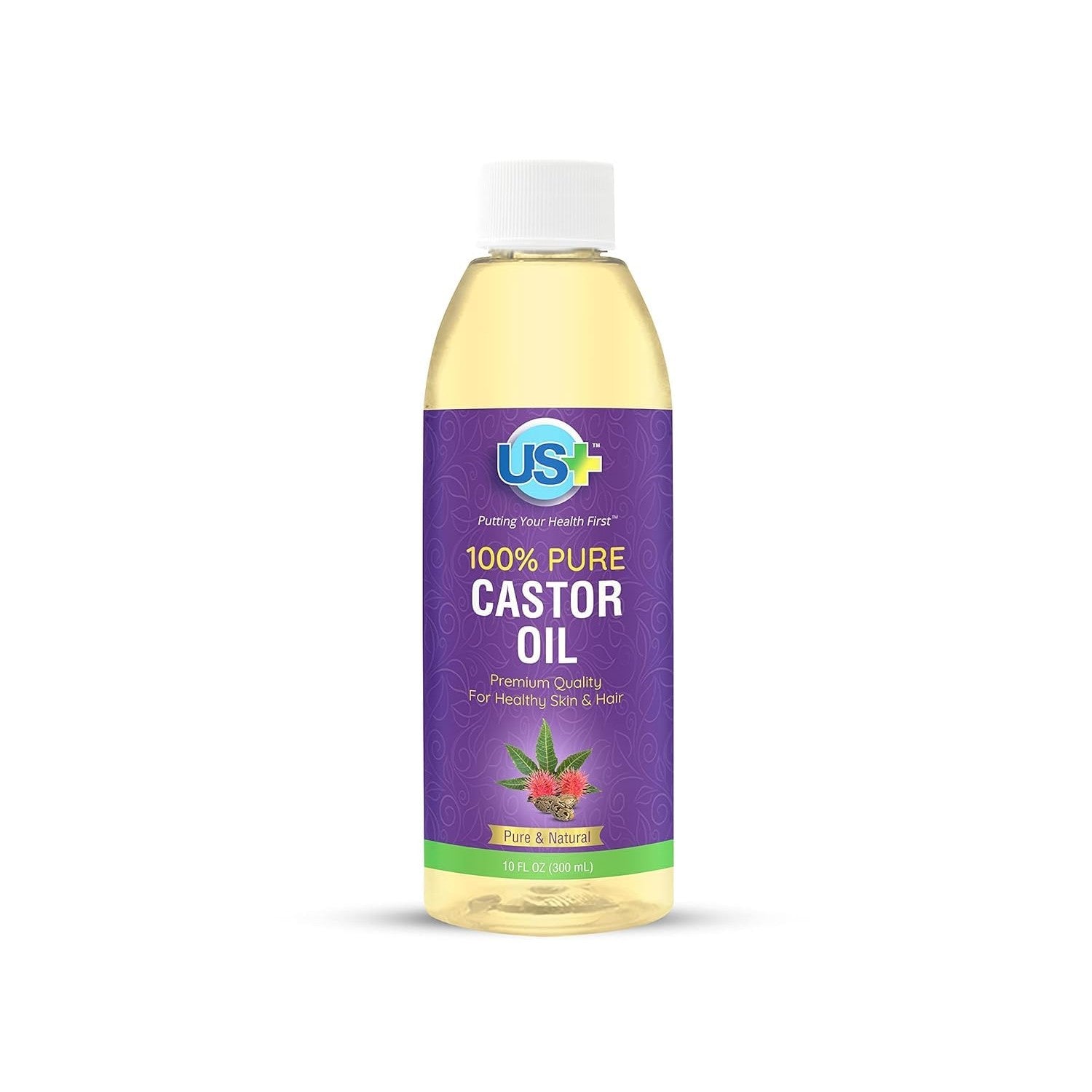 Buy now US+ 10oz 100% Pure Castor Oil - Cold-pressed, Unrefined, Hexane-free - USP Grade - Premium Quality for Healthy Skin & Hair at indiglob india