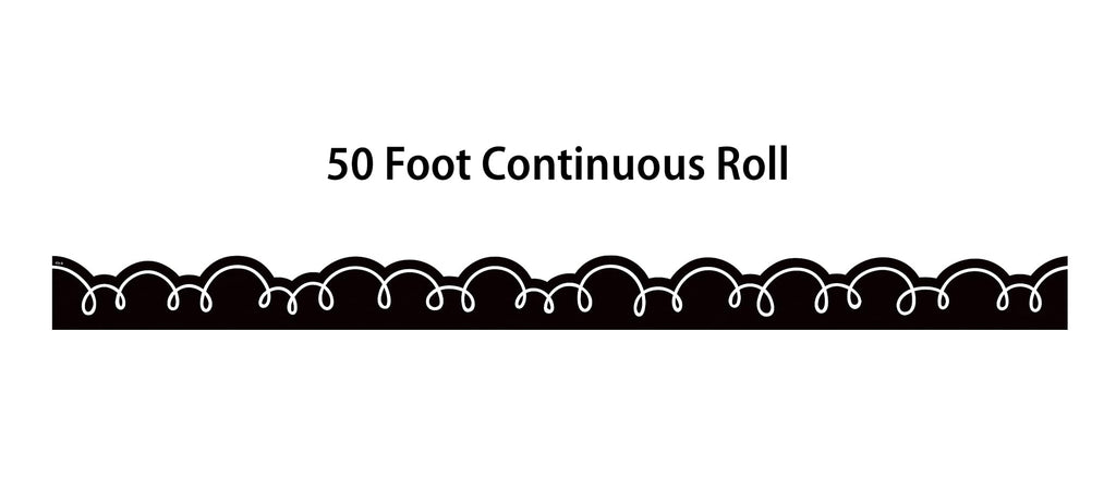 Teacher Created Resources Black with White Squiggles Die-Cut Rolled Border Trim - 50ft - Decorate Bulletin Boards, Walls, Desks, Windows, Doors, Lockers, Schools, Classrooms, Homeschool & Offices