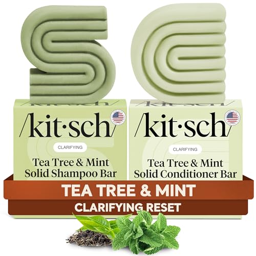 Buy now Kitsch Clarifying Tea Tree Shampoo and Conditioner Set â€“ Shampoo & Conditioner Bar for Women and Men, Scalp & Oil Control Hair Care â€“ Free of Paraben, Sulfate & Silicone â€“ Made in USA - 2 pcs at indiglob india