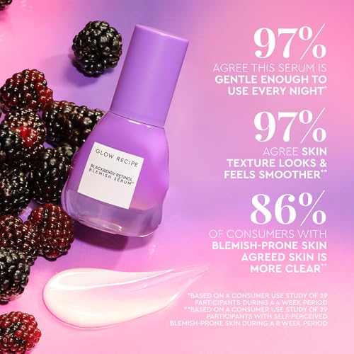 Buy now Glow Recipe Gentle Blackberry Retinol Night Serum - Anti Aging Korean Face Serum for Sensitive Skin + Hydrating Triple Retinoids & Glycerin to Clarify Blemishes, Smooth Texture, Lines & Wrinkles, 30ml at indiglob india