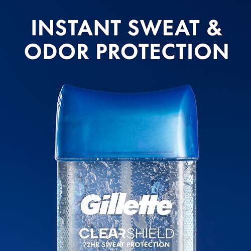 Buy now Gillette Antiperspirant and Deodorant for Men, 72hr Sweat & Odor Protection, Long Lasting Freshness, Anti-White Mark Technology, Clear Gel, Tropical Breeze Scent, 3.8 oz (Pack of 3) at indiglob india