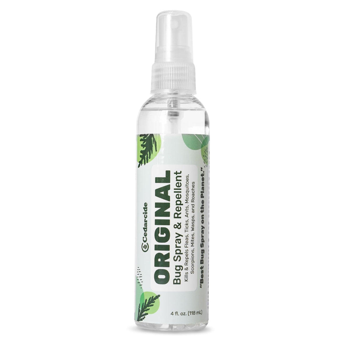 Cedarcide Original Bug Spray | Repel & Kill Fleas, Ticks, Mosquitoes, Mites, Ants & Chiggers | for use on People, Pets & Home | Natural Cedar Oil | Eco-Friendly | 4 Oz
