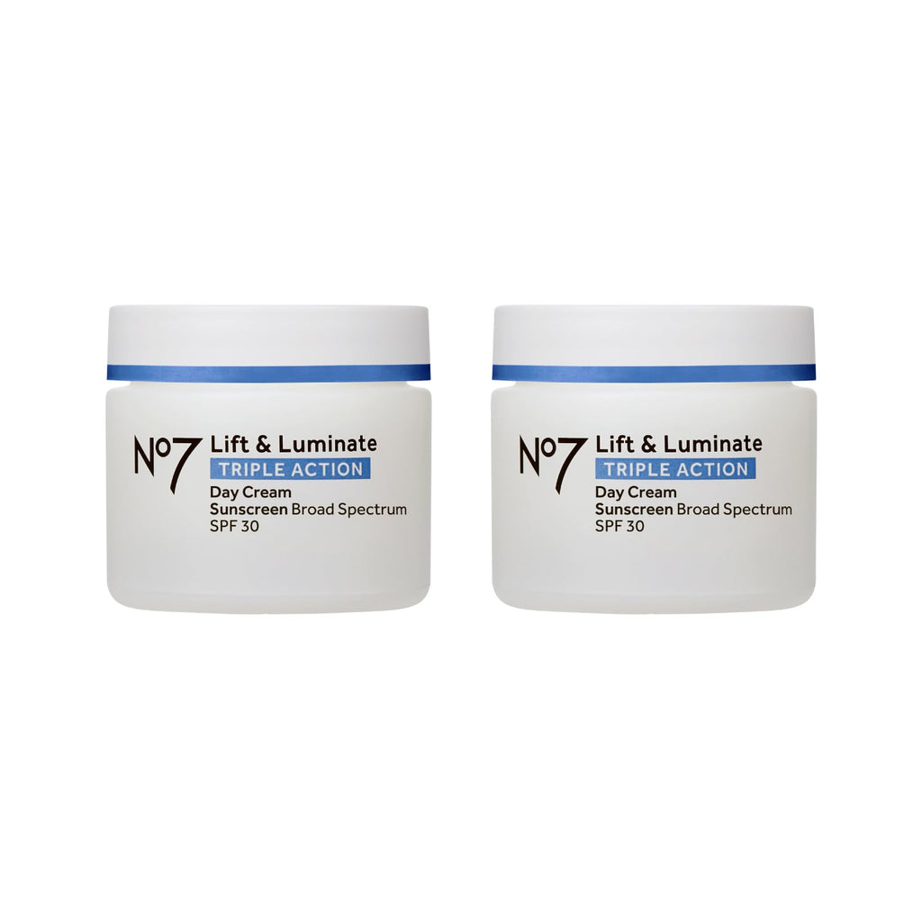 No7 Lift & Luminate Triple Action Face Cream with SPF 30, 1.69 oz | Fragrance Free Moisturizer, Anti Aging Collagen Peptides, Brightening Complex, Evens Skin Tone, Wrinkles Appear Reduced