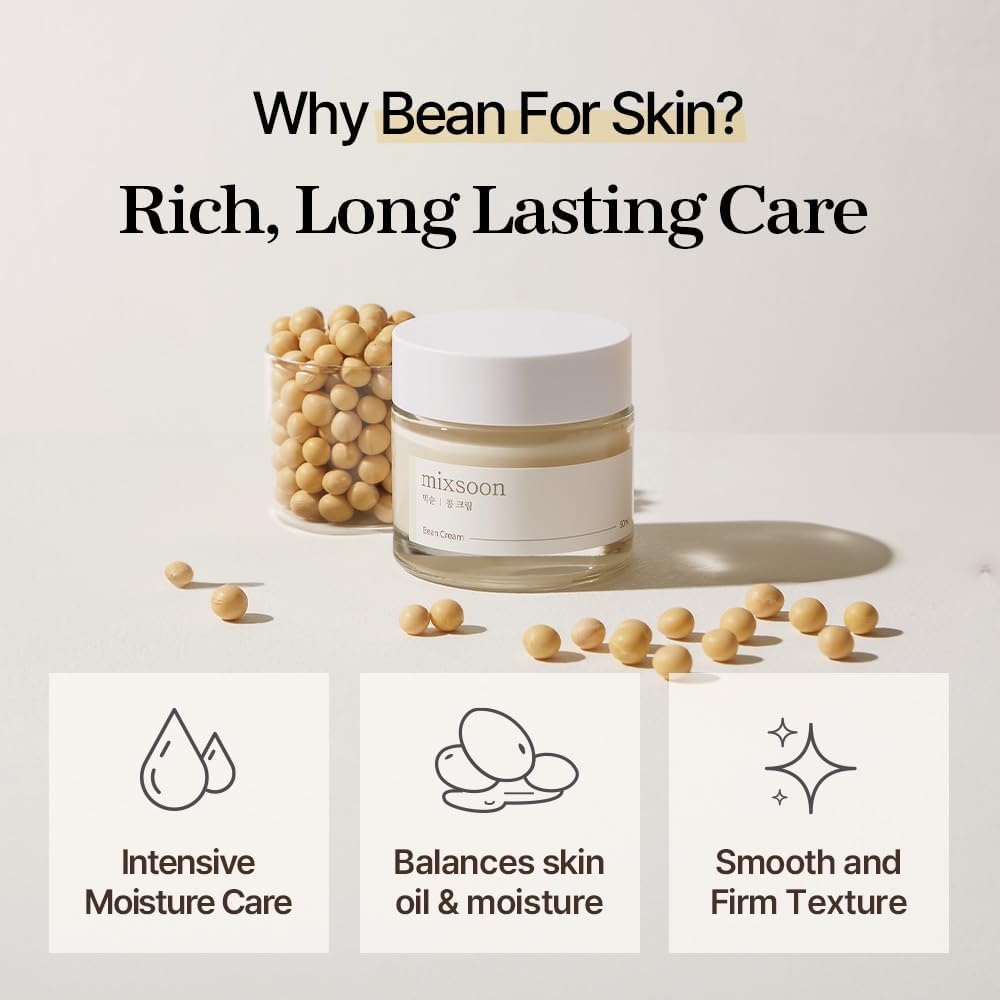 mixsoon Bean Cream - Deeply Nourishing & Lightweight Moisturizer, 0.85fl oz | Nourishing Fermented Soy Moisturizer for Smooth Texture & Long-Lasting Soothing Hydration for a Radiant, Balanced Glow, 25ml