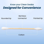 Clean Skin Club Clean Swabs | 500CT | One Pointed Tip | Biodegradable + Organic Cotton & Bamboo | Makeup & Nail Polish Touch-ups | Chlorine-Free & Hypoallergenic (500 Count)