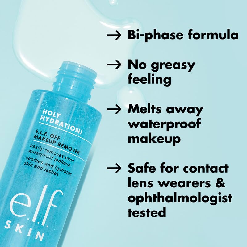 Buy now e.l.f. SKIN Holy Hydration Off Makeup Remover, Liquid Makeup Remover For Eye, Lip & Face Makeup, Gentle Formula, Vegan & Cruelty-free at indiglob india