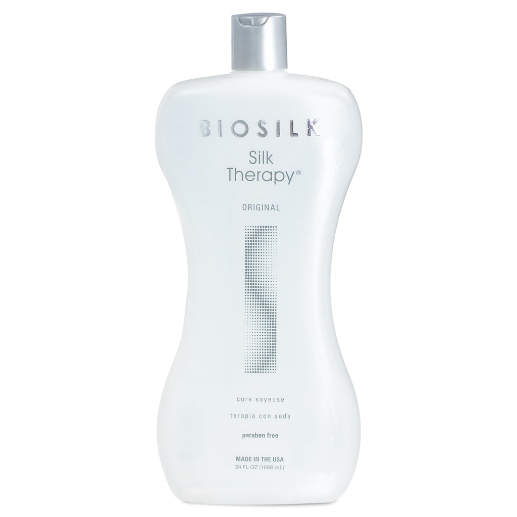 BioSilk Silk Therapy Original, Reconstructing Leave-In Hair Treatment, Adds Shine, Smooths & Prevents Split Ends, Sulfate-Free, Paraben-Free, Cruelty-Free, 34 Oz