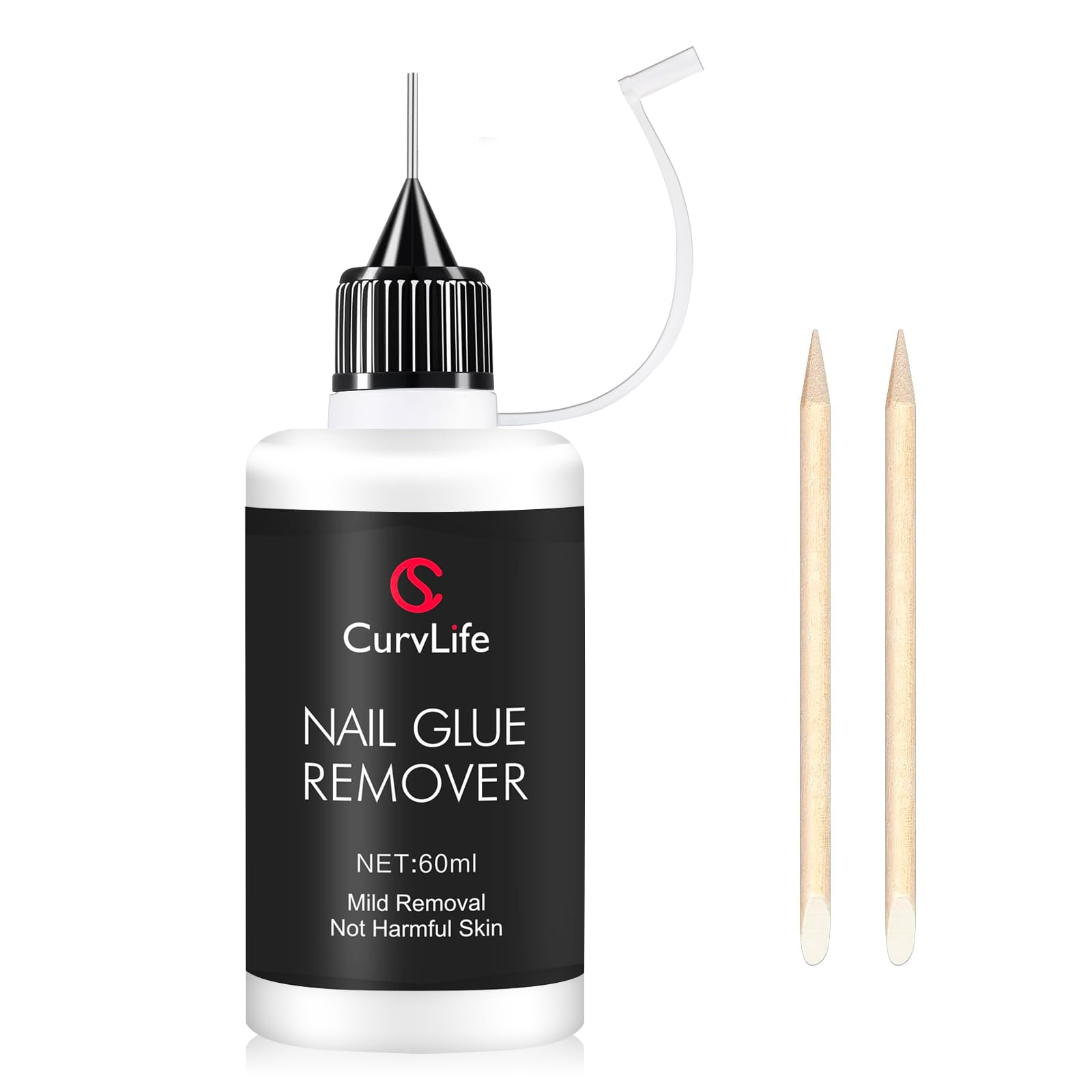 Curvlife 10g Semi-Solid Glue and 20ml Pinpoint Nail Glue Remover Kit | No UV Lamp Needed, Air-Dry Nail Glue Gel for Press on Nails, with Gentle Non-Acetone Remover, Long-Lasting Hold