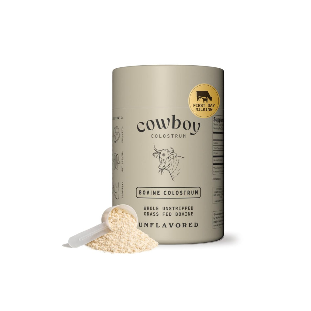 Cowboy - The Exclusive 1st Milking, Whole, Grass Fed Colostrum Supplement for Full Body Health - Bovine Colostrum Powder Packed w/Bioactive Nutrients - Sugar Free (Vanilla, 40 Servings)