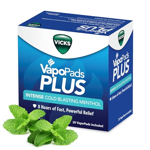 Buy now Vicks VapoPads Plus with Intense Cold Blasting Menthol - Vapor Pads Refill for Vicks Humidifiers and Steam Inhalers, Scent Pads for Congestion Relief, 20-Pack, Box Color May Vary at indiglob india