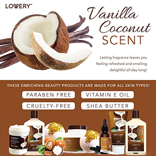 Buy now Gifts For Women Gift Basket for Womenâ€“ 9 Piece Set of Vanilla Coconut Home Spa Set, Luxurious Valentines Day Gifts for Her, Bath and Body Sets Includes Fragrant Lotions, Large Bath Bombs, Coconut Oil at indiglob india