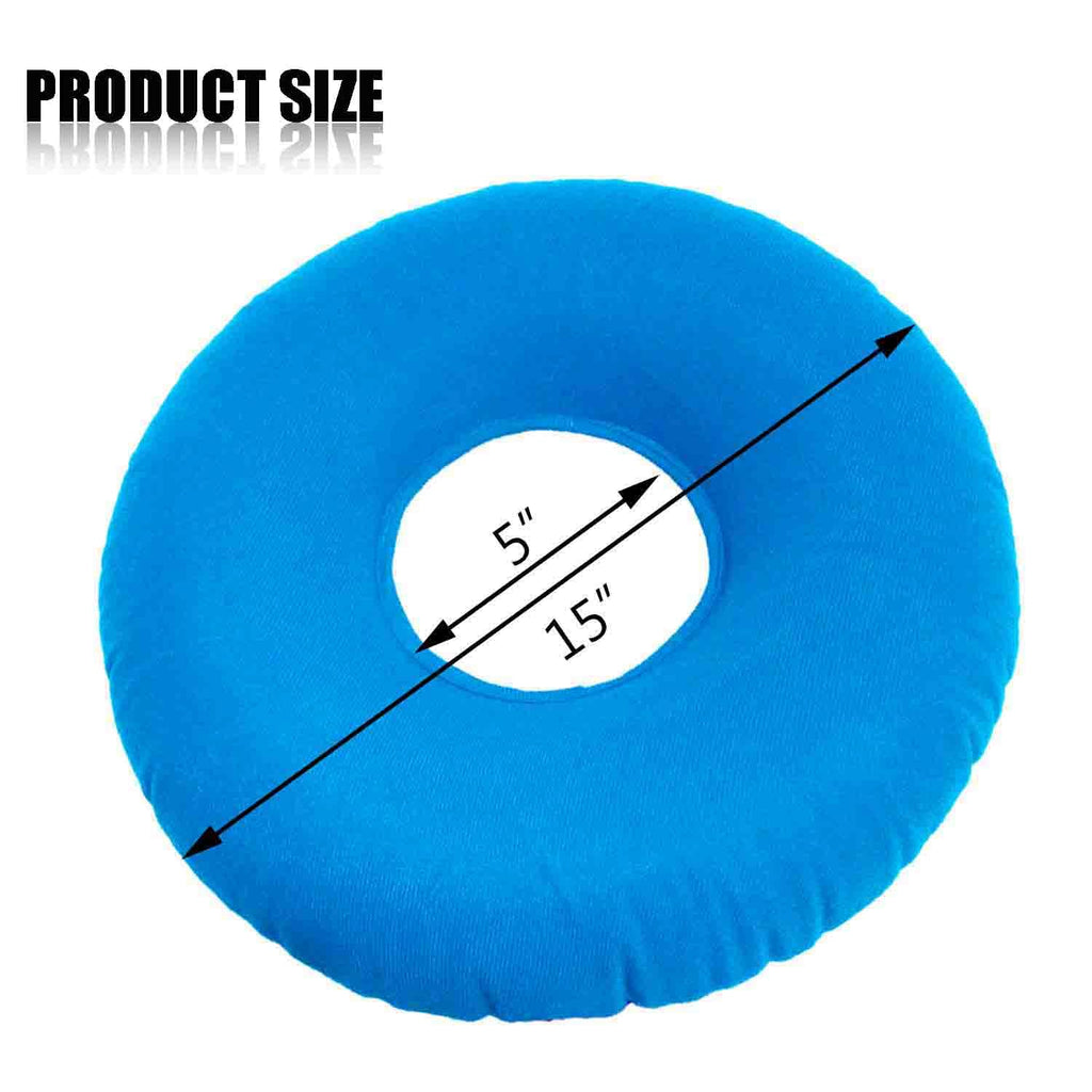 2 Pack Donut Pillow, Inflatable Donut Cushion for Tailbone Pain,Hemorrhoid Seat Cushion, Round Wheelchairs Seat Cushion for Home, Car or Office Chair (15" Dark Blue & Light Blue)