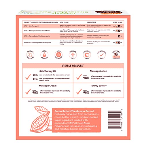 Buy now Palmer's Cocoa Butter Formula Pregnancy Skin Care Kit for Stretch Marks and Scars, Dermatologist Approved, Gift for Mom to Be, 4 Piece Full Size Set at indiglob india